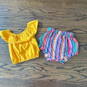 Toddler 2 piece set crop top and high waist shorts